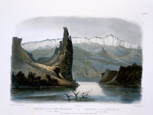 A Citadella szikla Felső-Missouriban, a „Travels in the Interior of North America” 1. kötet 18. táblája, Carl Vogel (1816-51) metszete, 1843 (akvatinta) alkotó: Karl Bodmer