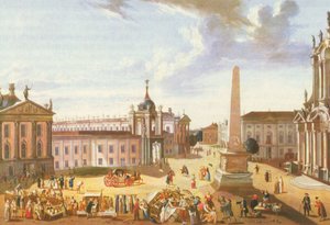 Potsdam régi piaca a Városi Palotával (kilátással a Schlossstrasse-ra) alkotó: Karl Christian Wilhelm Baron
