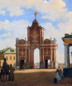 A Vörös Kapu Moszkvában, 1844 alkotó: Karl-Fridrikh Petrovich Bodri