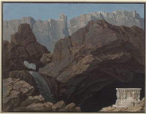 Alceste. Christoph Willibald Gluck operája. Terv a 4. díszlethez. Bejárat az alvilágba alkotó: Karl Friedrich Schinkel