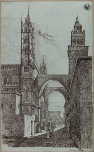 „A palermói székesegyház látképe” alkotó: Karl Friedrich Schinkel