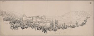 A heidelbergi kastély látképe a Neckar-híddal és a Neckar völgyével alkotó: Karl Friedrich Schinkel