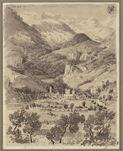Brig és környékének látképe a svájci Valais kantonban alkotó: Karl Friedrich Schinkel