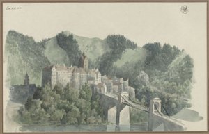 Elbogen (Loket) látképe Karlsbad közelében, Csehországban alkotó: Karl Friedrich Schinkel