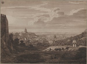 Prága látképe a Petřín-hegyről alkotó: Karl Friedrich Schinkel