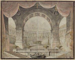 Armida. Christoph Willibald Gluck operája. Terv a 7. díszlethez. Díszterem Armida palotájában alkotó: Karl Friedrich Schinkel