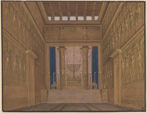 Athalia. Johann Nepomuk von Poissl operája. Terv a 2. díszlethez. A jeruzsálemi templom belső látképe alkotó: Karl Friedrich Schinkel