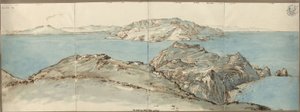 Kilátás a capri Monte Solaro kastélyából északkelet felé, a Nápolyi-öbölre a Vezúvval alkotó: Karl Friedrich Schinkel