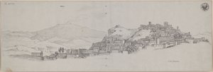 „Kilátás az Etnára Castro Giovanni magaslatáról” / Enna látképe az Etnával a háttérben alkotó: Karl Friedrich Schinkel
