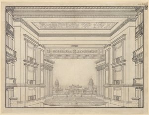 Berlin. Schauspielhaus a Gendarmenmarkton, színpad alkotó: Karl Friedrich Schinkel