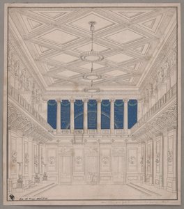 Berlin. Schauspielhaus a Gendarmenmarkton, hangversenyterem. Díszítés a természetkutatók ünnepségére alkotó: Karl Friedrich Schinkel