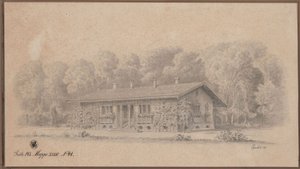 Berlin. Svájci ház a Páva-szigeten. Látkép alkotó: Karl Friedrich Schinkel
