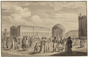 Berlin, Unter den Linden. Az operaház és a Szent Hedvig-templom látképe alkotó: Karl Friedrich Schinkel