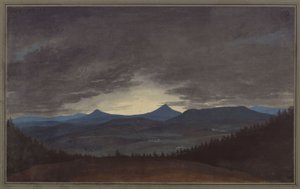 Cseh hegyvonulat alkonyatkor alkotó: Karl Friedrich Schinkel