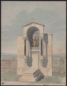 Bonn. Terv Barthold Georg Niebuhr síremlékéhez, a keresztény erények „Hit, Szeretet, Remény” ábrázolásával alkotó: Karl Friedrich Schinkel