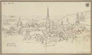 Prága Kisoldala a Hradzsinból nézve alkotó: Karl Friedrich Schinkel