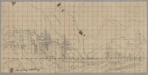 Táj a Chamonix-völgyből, Franciaország mai Rhône-Alpes régiójában alkotó: Karl Friedrich Schinkel