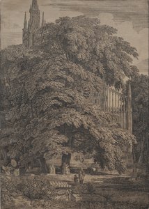 Gótikus templom tölgyek között alkotó: Karl Friedrich Schinkel