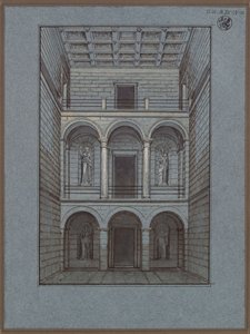 Köstritz. Kastély. Előcsarnok, bejárati oldal. Látkép alkotó: Karl Friedrich Schinkel