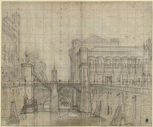 Malbork Gdańsk közelében. A malborki vár. Kilátás a várárokra és a nagymester palotájának udvari homlokzatára alkotó: Karl Friedrich Schinkel
