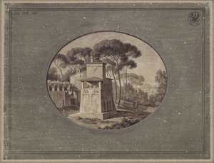 „Tehenészet a római Villa Borghese fenyvesében” / A Casa Cenci a római Villa Borghese parkjában alkotó: Karl Friedrich Schinkel