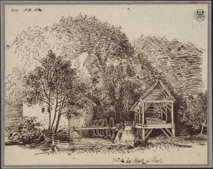 Malom Popetz közelében, Krajnában / Malom Podpeč falu közelében, Krajnában alkotó: Karl Friedrich Schinkel