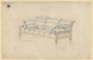 Potsdam-Sanssouci. Charlottenhof-kastély. Kanapé alkotó: Karl Friedrich Schinkel