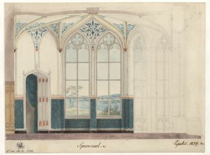 Potsdam. Babelsberg kastély. Ebédlő. Faldekoráció alkotó: Karl Friedrich Schinkel