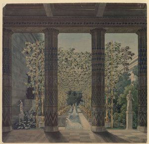 Orianda kastélya a Krímben. Antik terv. Császári kert alkotó: Karl Friedrich Schinkel