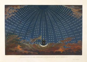 Színpadterv Wolfgang Amadeus Mozart Varázsfuvola című operájához, 1847-1849. alkotó: Karl Friedrich Schinkel