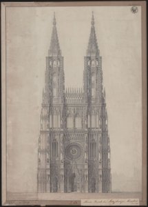 Strasbourg. Székesegyház. Terv a nyugati homlokzat befejezéséhez alkotó: Karl Friedrich Schinkel