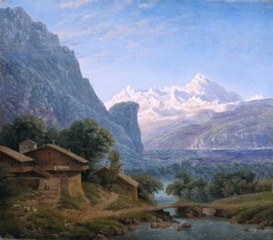 Kilátás a Mont Blanc-ra – Karl Friedrich Schinkel (1781-1841). Olajfestmény alkotó: Karl Friedrich Schinkel