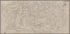 Erdei táj, amelyen kanyargó út vezet keresztül alkotó: Karl Friedrich Schinkel