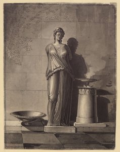 Antik női drapériás törzs egy tál és egy oltár között alkotó: Karl Friedrich Schinkel