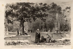 A Flamour-Javuzu-i (Flavour Javuzu) szeriló női képe a konstantinápolyi palotában (ma Itamboul), Törökországban, Karl Girardet (1813-1871) rajza az 1860-as szerilátogatás illusztrálására , egy névtelen nőtől. Gravírozás a "