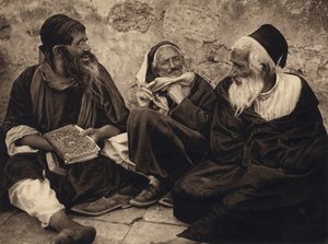Jeruzsálem, zsidók a siratóhelyen (f/w fotó) alkotó: Karl Grober