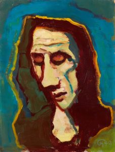 Női fej lehajtott tekintettel