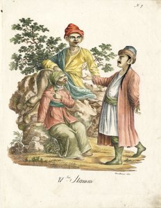 Perzsa népviselet (nyomtatás) alkotó: Karl Joseph Brodtmann