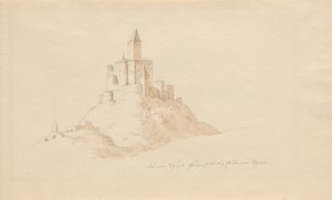 A régi Gutenfels-kastély Kaub mellett a Rajna mellett alkotó: Karl Julius Von Leypold