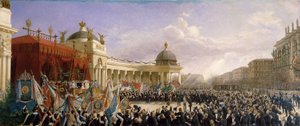 Az osztrák énekesek hódolata a császári pár előtt 1879. április 27-én alkotó: Karl Karger