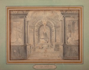 Napóleon dolgozik a Chateau de Malmaison könyvtárában, 1806 körül