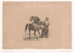 Ló és álló férfi oszmán ruhában Lovak és lovasok (sorozat címe) alkotó: Karl Loeillot Hartwig