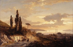Konstantinápoly és a Boszporusz kilátása az ázsiai oldalról, 1864 alkotó: Karl Paul Themistocles von Eckenbrecher