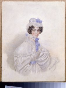 Anna Boriszovna Bakunyina (1802-1835) portréja. Karl Pavlovich Briullov (Bryullov) (1799-1852) munkája, akvarell papíron alkotó: Karl Pavlovich Bryullov