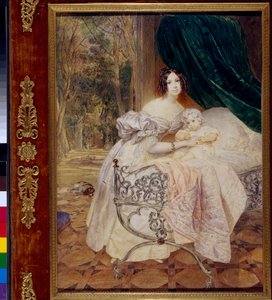 Maria Butevena portréja lányával, Mariával (Maria Buteneva portréja Maria lányával) - Karl Pavlovich Briullov (Briullov) (1799-1852) munkája, akvarell papíron alkotó: Karl Pavlovich Bryullov