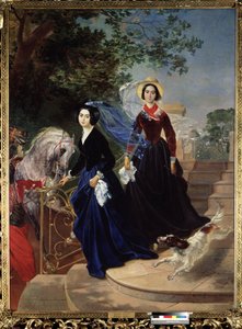 ""Olga és Alexandra Shishmariov nővérek portréja"" Az orosz felsőtársadalom fiatal női. Karl Briullov (Bryullov) festménye (1799-1852) 1839 Szentpétervári Állami Orosz Múzeum alkotó: Karl Pavlovich Bryullov