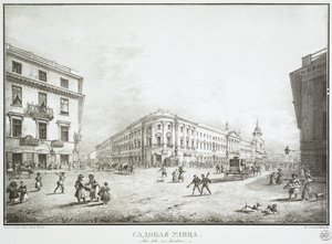 Kilátás a Sadovaya utcára, Szentpéterváron, a 19. század közepén