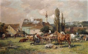 Piac egy falu mellett alkotó: Karl Stuhlmuller