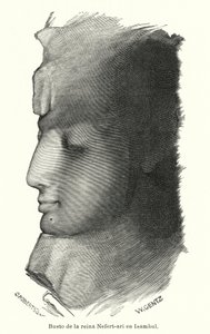 Az ókori egyiptomi királynő, Nefertari mellszobra, Nagy Ramszesz felesége, Abu Szimbel (litho)