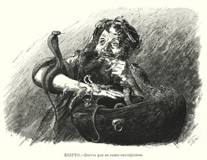 Dervis, aki skorpiót eszik, Egyiptom (litho)